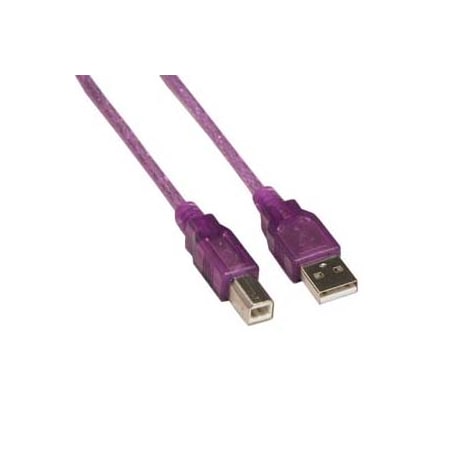 Bestlink Netware A-Male to B-Male USB2.0 Cable- 3Ft- Clear Purple 150111PR